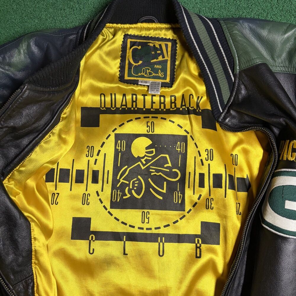 Vintage 90s G-III Carl Banks Green Bay Packers Leather Jacket Large NFL - Picture 5 of 8